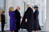 Bidens greeting the Trumps at the White House ahead of inauguration (Image via Anna Moneymaker/Getty Images)